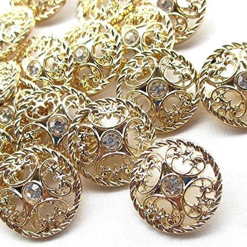 5PCS gold Rhinestone Crytal hollow diameter of 25mm gold buttons, clothing accessories, shirt, coat buttons Sewing Craft Lots