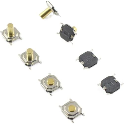 50pcs Micro Switch 5.2x5.2 SMT SMD Momentary Metal Tactical Push Button 4 Pin Key Button 5.2*5.2 Height 1.5mm 1.7mm 4.3mm 5mm