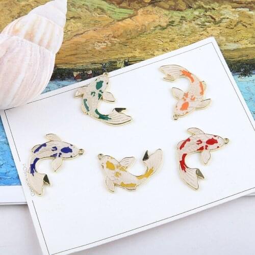 6pcs 2020 Hot Sale Alloy Dripping Carp Pendant Fashion Statement Earrings For Women Material Diy Handmade Jewelry Accessories