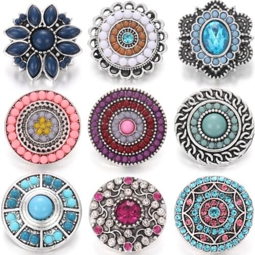6pcs/lot New Snap Jewelry Mini Beads 18mm Flower Snap Buttons Fit Snap Button Bracelet Bangle Interchangeable Jewelry