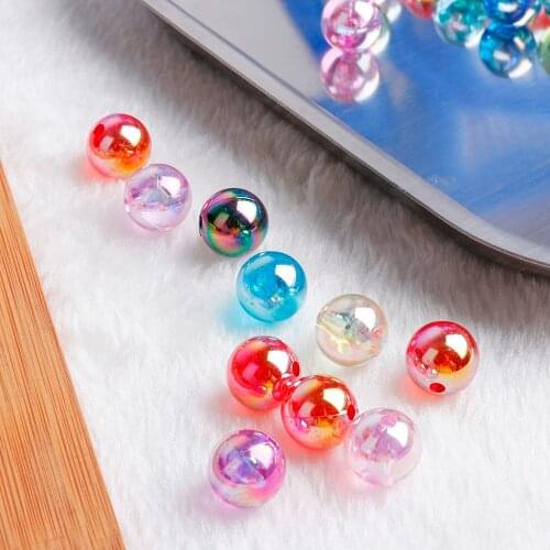 8mm 50pcs Acrylic AB Color Beads Round For Jewelry Making Arts Crafts Sewing Apparel Sewing Fabric Garment Beads