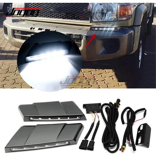 Car Front Bumper LED Daytime Running DRL Light For Toyota Land Cruiser LC70 LC76 LC77 LC78 LC79 Under Headlight Lamp Grille Trim