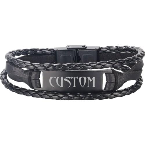 Free Customized Vintage Hand-woven Multilayer National Style Stainless Steel Bracelet for Men Custom Jewelry personalized