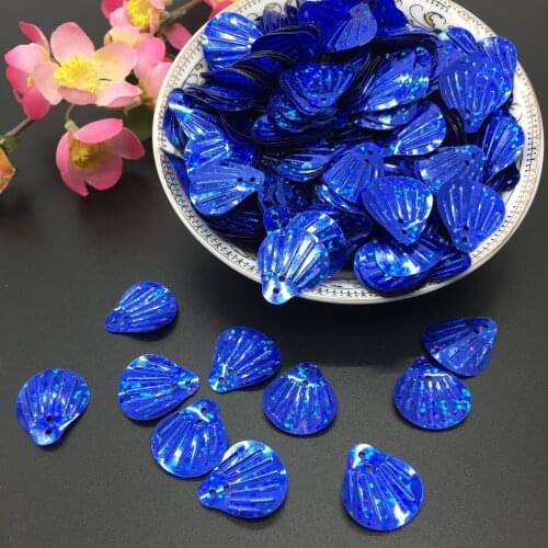 50g 18mm Big Shell Loose PVC Sequins for Crafts Sewing DIY Accessories Hologram Laser Dark Blue