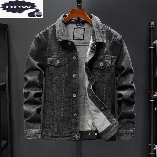 Autumn Brand New Long Sleeve Single Breasted Lapel Male Denim Jackets Solid Slim Fit Mens Coats Plus Size Fashion Streetwear