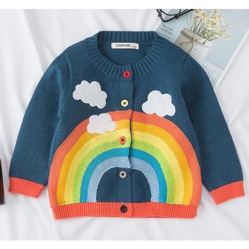 Kids Rainbow Sweater Children Boy Girl Autumn Winter Knitted Cardigan Sweater Coat New Toddler Jacket Outerwear Clothes