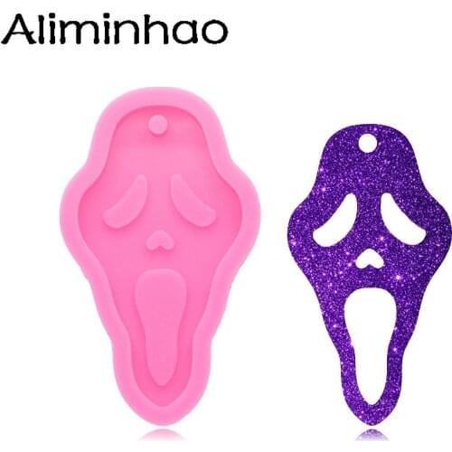 DY1168 Shiny Halloween Skull Mask Keychain Mould Resin Silicone Mold, Art diy Mold Crafting Making With Epoxy