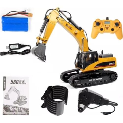 HUINA 580 2.4G 1/14 Toys RC Metal Excavator Truck Model Smoke Battery Radio Bit TH18060-SMT6