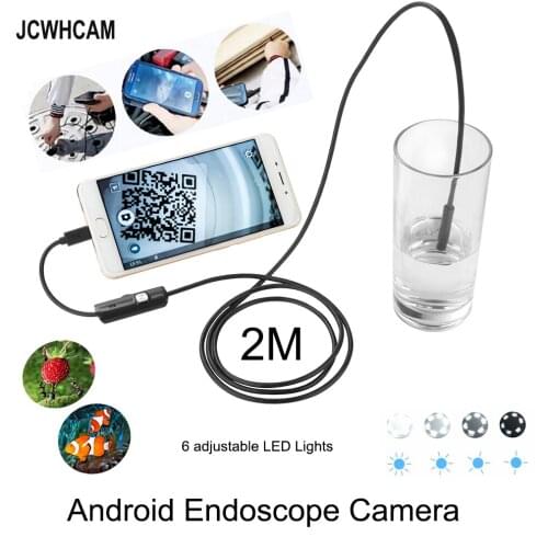 JCWHCAM 2M Cable USB Android Endoscope Camera 8mm Lens Flexible Snake Camera HD 720P Borecope Pipe Inspection Camera