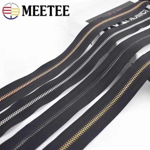 Meetee 2yards 5# Metal Light Gold Copper Tooth Zipper for Clothes Bags Suitcase DIY Sewing Handmade Crafts Accessories AP561