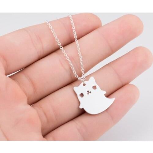 Cute and charming fat cat necklace girl ghost cat necklace