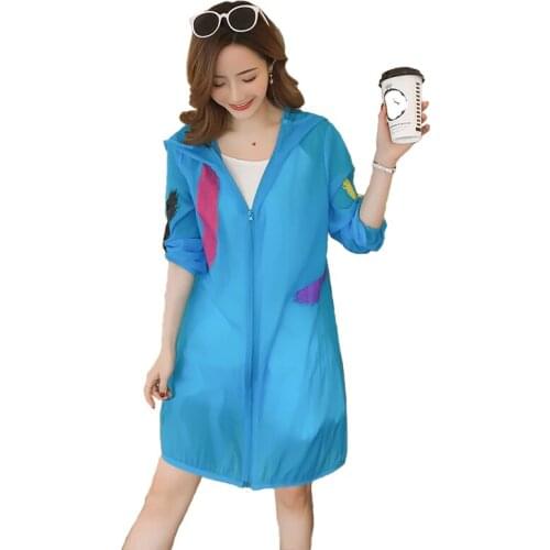 Fashion Summer Thin Trench Coat Women 2019 Hooded Sun protection clothing Female Plus size 4XL zipper Loose Students Tops H795
