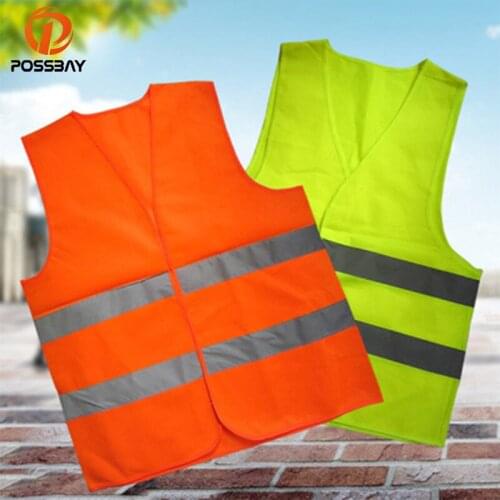 POSSBAY Motorcycle Reflective Vest High Visibility Reflective Vest For Running Cycling Working Clothes Traffic Night Work Vest