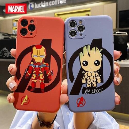 Disney Marvel Mobile Phone Case Iron Man Groot Thickened TPU Silicone Soft Case IPhone7/8/ Plus / 11 12 Pro Mini SE X XR XS Max