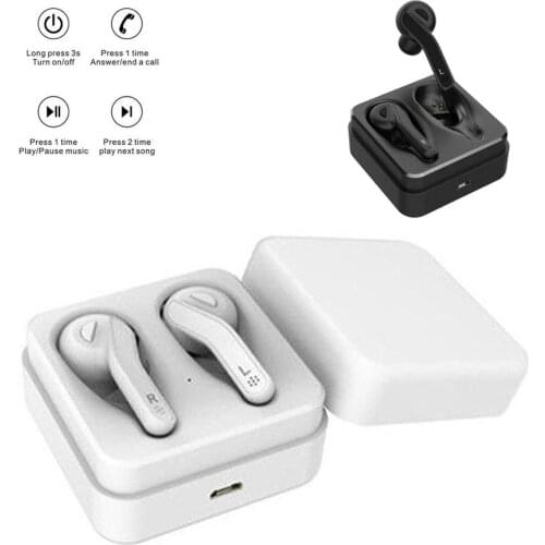 True Wireless Earbuds Bluetooth Headset TWS Earphones Stereo Music HD Sound Handsfree Earpieces with Mic for Samsung iPhone LG