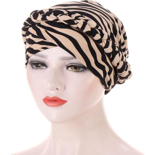 New Leopard Fashion Bohemian twist braid headband hat Muslim chemotherapy cap Women India Hat Beanie Ladies Hair Accessories