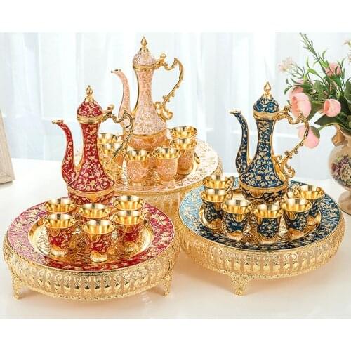 The New Wine Set Liquor Tray Department Gift Court Upscale Metal Pattern Jug Wine Set Whiskey Glass Sake Set