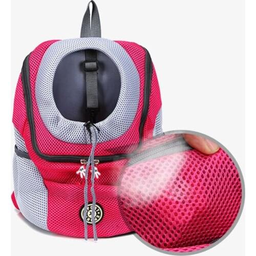 Out Double Shoulder Portable Travel Backpack Outdoor Pet Dog Carrier Bag Pet Dog Front Bag Mesh Backpack Head Pet Supplies