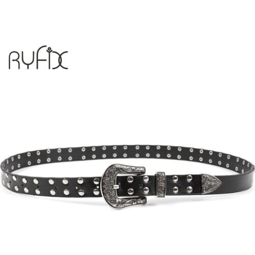 New Womens belt black double rivets woman waist belts leather luxury brand Slimming belt woman Feminine strap cinturonBL201813