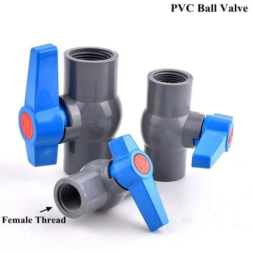 1/2"~2" Female Thread PVC Pipe Ball Valve Garden Watering Irrigation Water Pipe Connector Fittings Aquarium Fish Tank Tube Joint