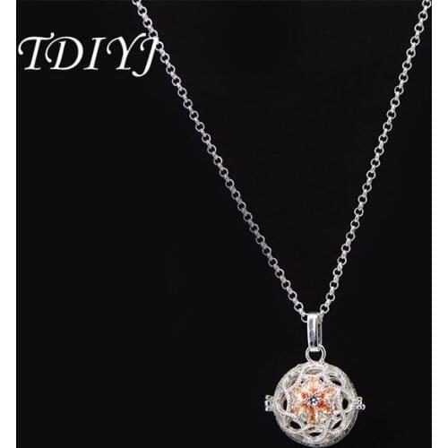 TDIYJ Baby Angel Cage Pendant Necklace 18mm Chime Sounds Ball Harmonious Pregnancy Locket Pendants Women Jewelry Gifts 1Set