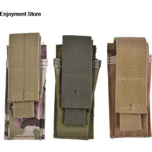 Military Molle Pouch Tactical Single Pistol Magazine Pouch Knife Flashlight Sheath Airsoft Hunting Ammo Camo Bags