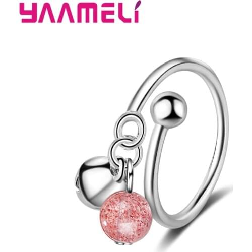 Top Quality 925 Silver Accessories Pretty Wedding Jewelry Pink Beads Strewberry Stone Lovely Finger Accesorries Jewelry Cheap