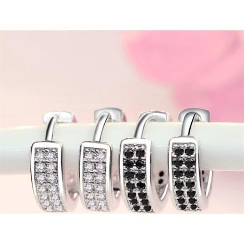 Bright Zircon Hoop Earrings Female Jewelry Top Quality 925 Sterling Silver Earring For Girl Accessories Charm Stone Earrings