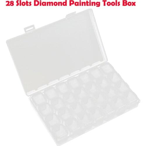 28 Slots Diamond Painting Tool Box Embroidery Accessory Boxes Case Cross Stitch Ring Jewelry Storage Display Organizer Box 2020