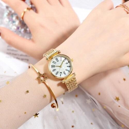 Women Simple Number Round Dial Quartz Watch Wristwatch Jewelry Accessory Gift