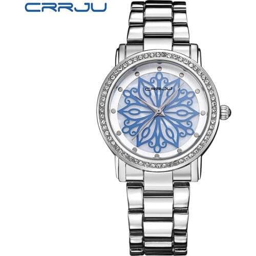 Ladies Luxury Fashion steel Watches women Crystal Rhinestone Reloj woman Watch Sparkling Shining Watch CRRJU Brand watches
