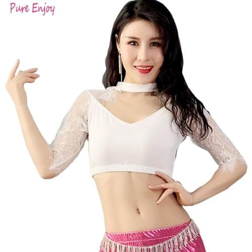 2020 Belly Dance Mesh Sexy Top Performance Costume Ladies Practice Clothes Oriental Dance Clothes Free Shipping
