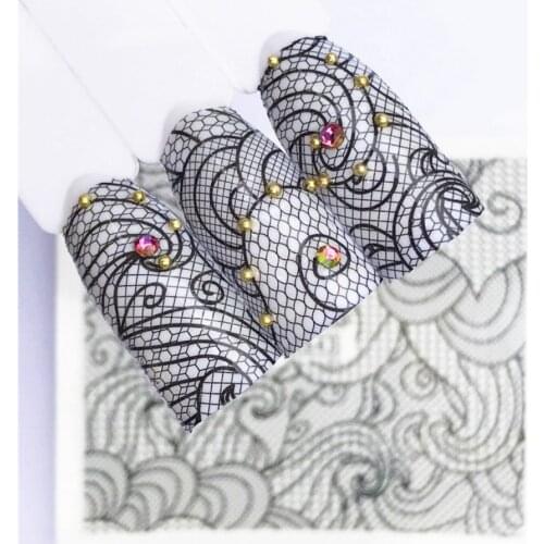 1 pcs Lace Netting Nail Stickers Flowers plants Water Decal Cat Plant Pattern 3D Manicure Sticker Nail Art Decoration m3N75