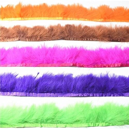 1yards fluffy Marabou feather Trims 8-10cm ribbon stripe height Turkey feathers for crafts DIY skirt dress graft wedding plumes