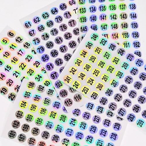 10pcs/Set Arabic Number Laser 3D Sticker 1-60/61-120/121-180/180-240/240-300 Nail Digital Label Nail Polish Tags Manicure Tool