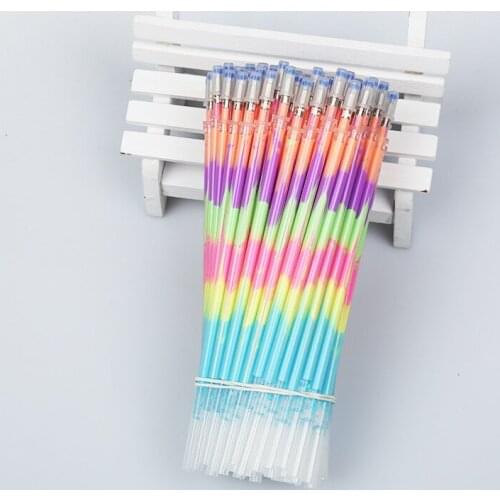 10PCS/lot Creative Multi Color Rainbow Refill Highlighters Gel Pen Ball Point Pens Students Painting Graffiti Fluorescent Refill