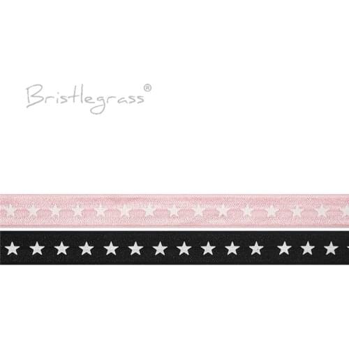 BRISTLEGRASS 100 Yard by Roll 5/8" 15mm White Star Print FOE Fold Over Elastics Spandex Band Hair Tie Headband Tutu Dress Sewing
