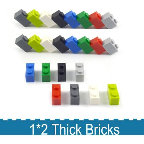 1x2 Dot Thick bricks 100pcs multiple color Educational Creative DIY Bulk Building Blocks Set Compatible With 3004 classic parts