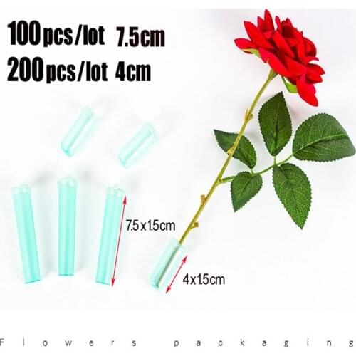 200pcs/100pcs Flower Nutrition Tube Plastic Floral Water Tube With Cap Fresh Flower Water Container For Flower Shop Supplies