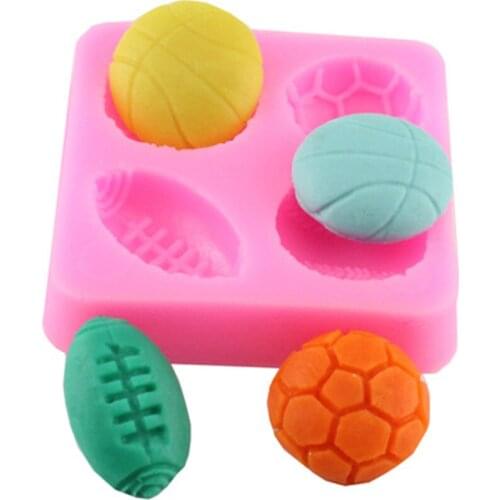 3D Football Shape Fondant Molds Chocolate Mold Equipment Turn Sugar Silica Gel Mold Baking Cake Decoration Mold Supply Wholesale