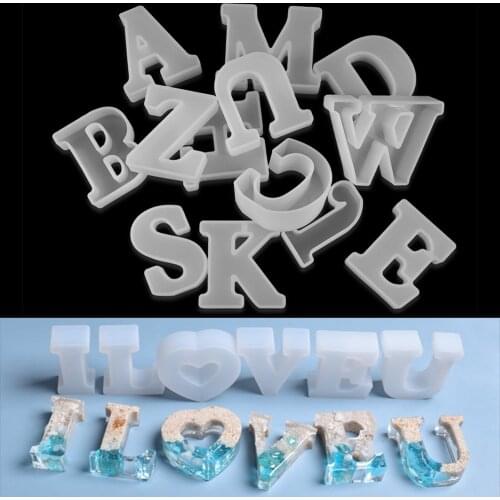 3D Uppercase Letter Silicone Mold Alphabet Capital Letter Pendants Mould DIY Pendant Key Chain Epoxy Resin Mold Art Supplies