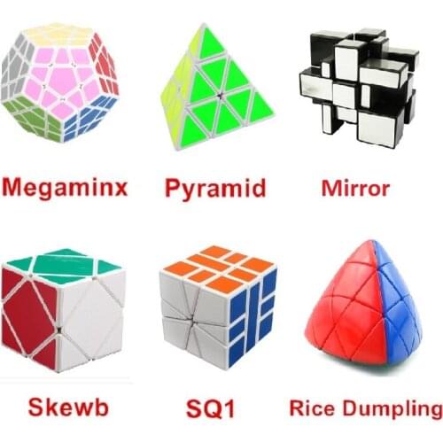 6pcs/Set Shengshou White Strange-shape Puzzle Cube Set Speed Twist Puzzle Bundle Pack Cube PVC&Matte Stickers Cubo Puzzle