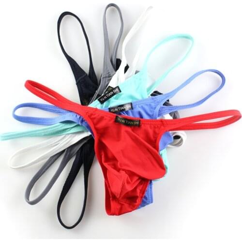 6PCS/Lot Men Sexy Thongs Elephant Nose Pouch Bikini Underwear Low Waist Breathable Sexy Mens Comfortable Panties G-String Thong