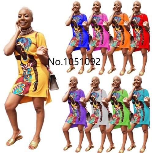 9Color New African Dresses for Women Summer Short Sleeve Dashiki Print Rich Bazin Nigeria Clothes Ladies African Clothing