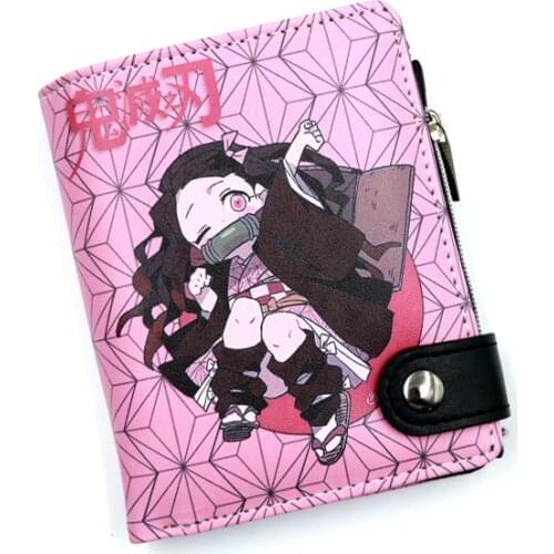 Anime Demon Slayer Soft Button Wallet Kamado Nezuko Zipper Coin Card Purse
