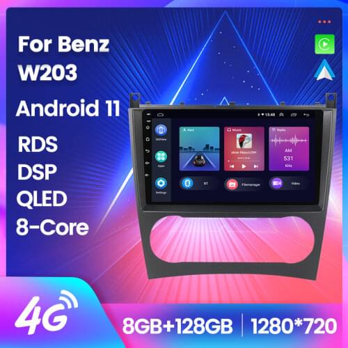 Android 11 Quad Core Car Player Stereo Multimedia For Mercedes Benz W203 C Class C180 C200 Radio Navigation GPS Wifi Audio RDS