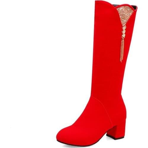 Big Size 9 10 11 12 boots women woman winter boots women women shoes botas Pearl pendant side zipper