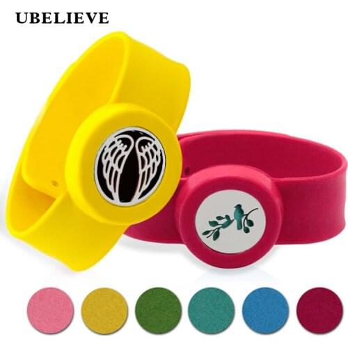 Stainless Steel Locket Silicone Wristbands Wings Design Adjustable Mosquito Repellent Bangle Essential Oil Diffuser Bracelet