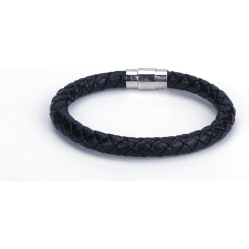 New Simple Young Punk 6mm Black Dark Brown Macrame Leather Magnetic Clasp Wrap Bracelets Bangle For Unisex Couple Jewelry