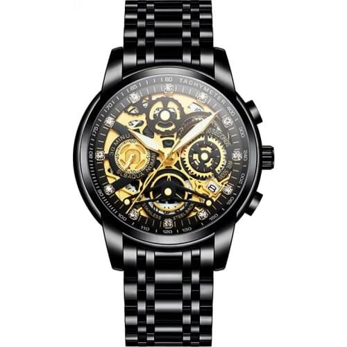 Luxury Mens Quartz Watch Gold Silver Fine Steel Belt Wristwatch for Men Female Luminous Living Waterproof Watches Reloj Hombre